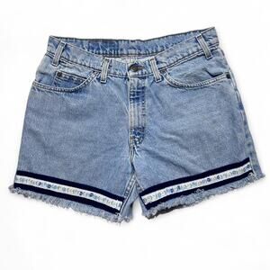 Levi’s Jeans 505 Vintage 80s Denim Embroidered Flower Cutoff Shorts Womens 30”
